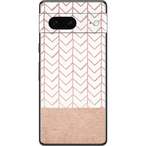 Rose Gold Herringbone Pixel Skins